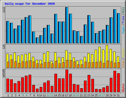 Daily usage for December 2020