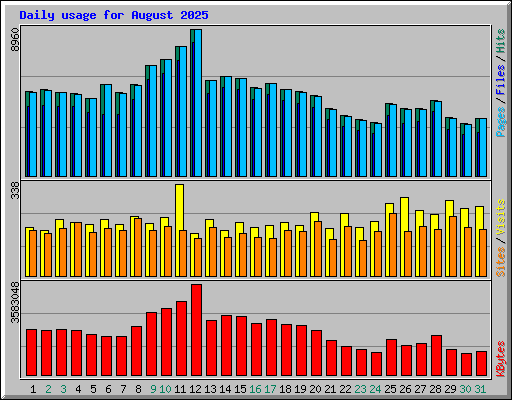 Daily usage for August 2025
